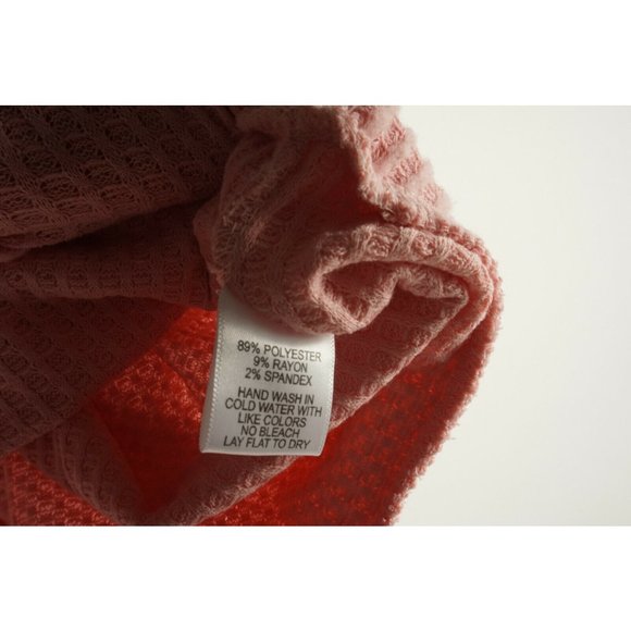 New Gibson Women's Small Pink Brushed Waffle Drape Faux Wrap Surplice V-Neck Top - Picture 8 of 10